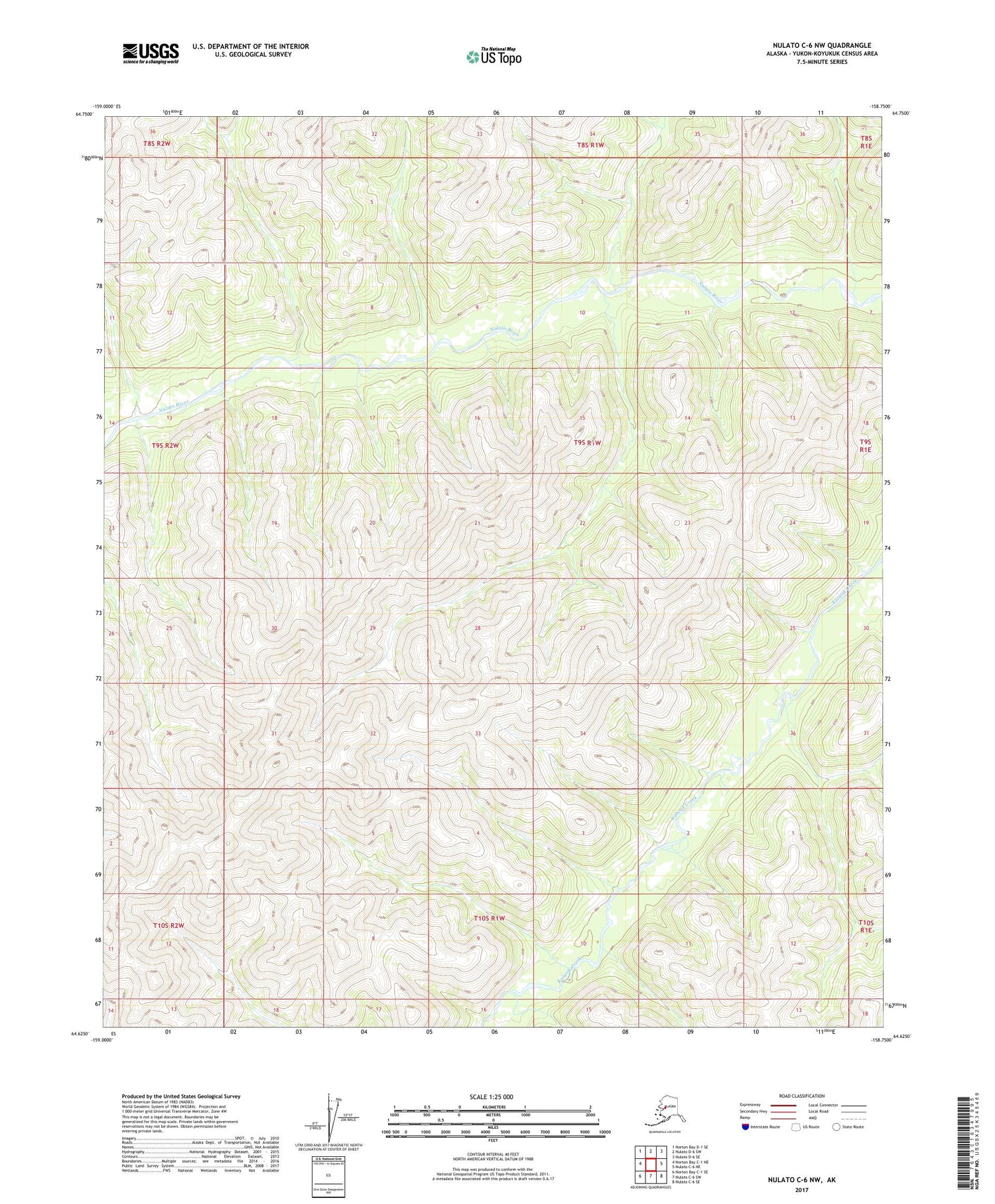 Nulato C-6 NW Alaska US Topo Map Image
