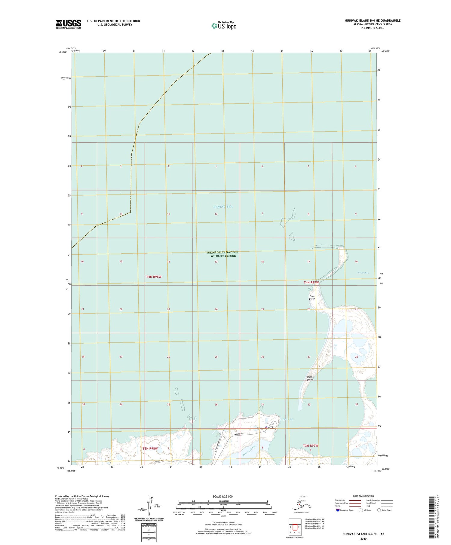 Nunivak Island B-4 NE Alaska US Topo Map Image