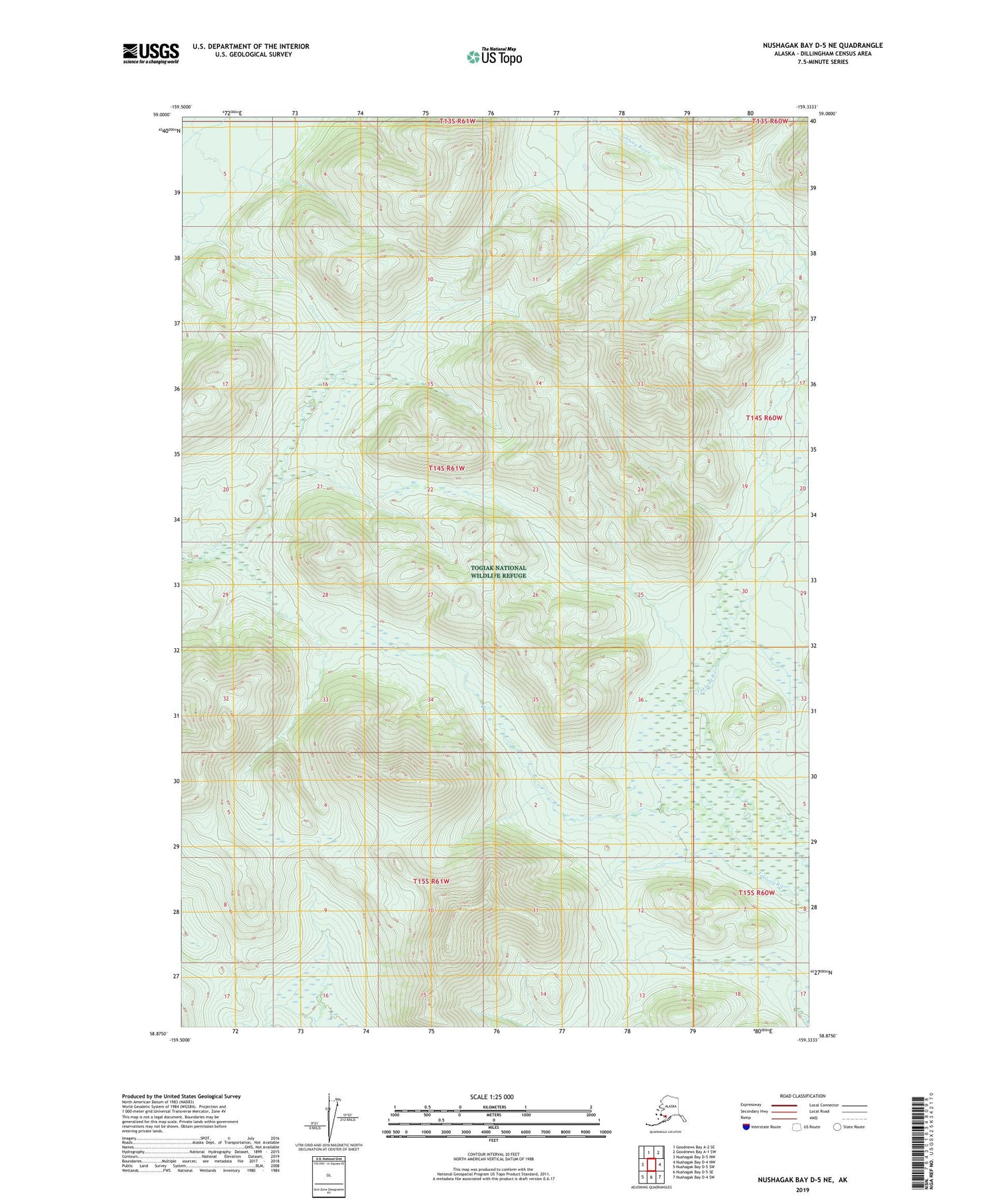 Nushagak Bay D-5 NE Alaska US Topo Map Image