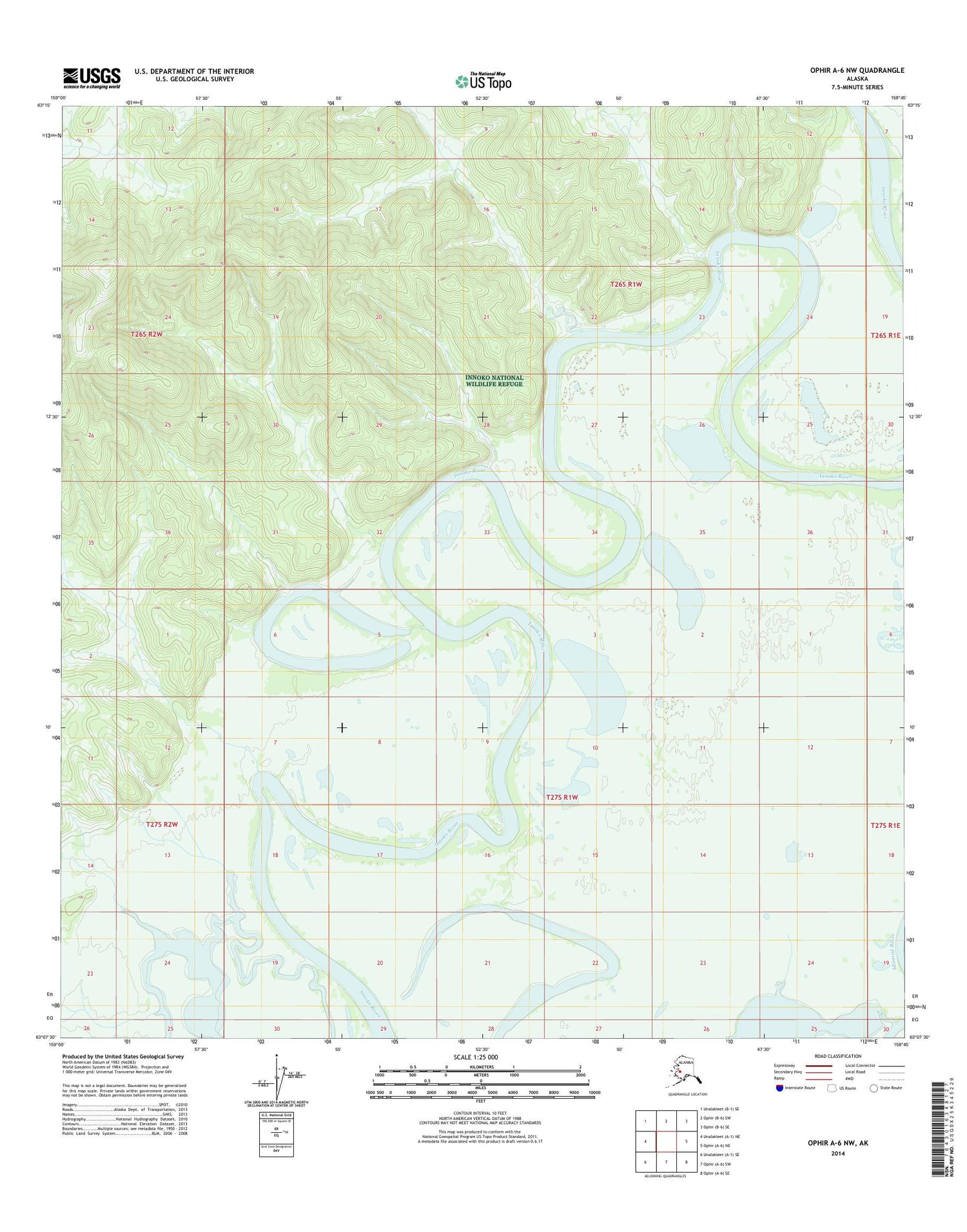 Ophir A-6 NW Alaska US Topo Map Image