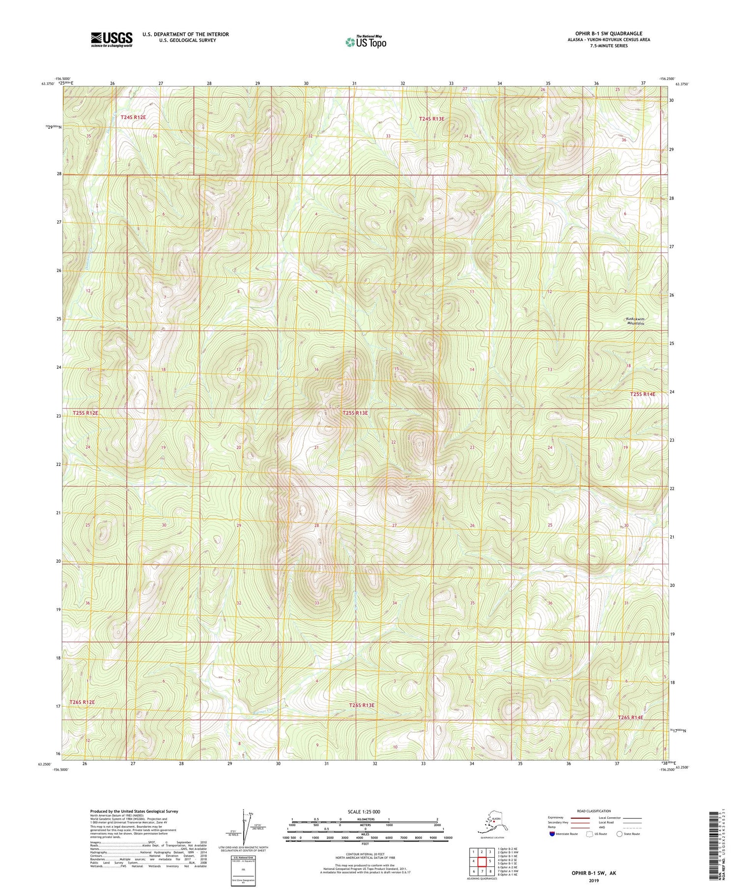 Ophir B-1 SW Alaska US Topo Map Image