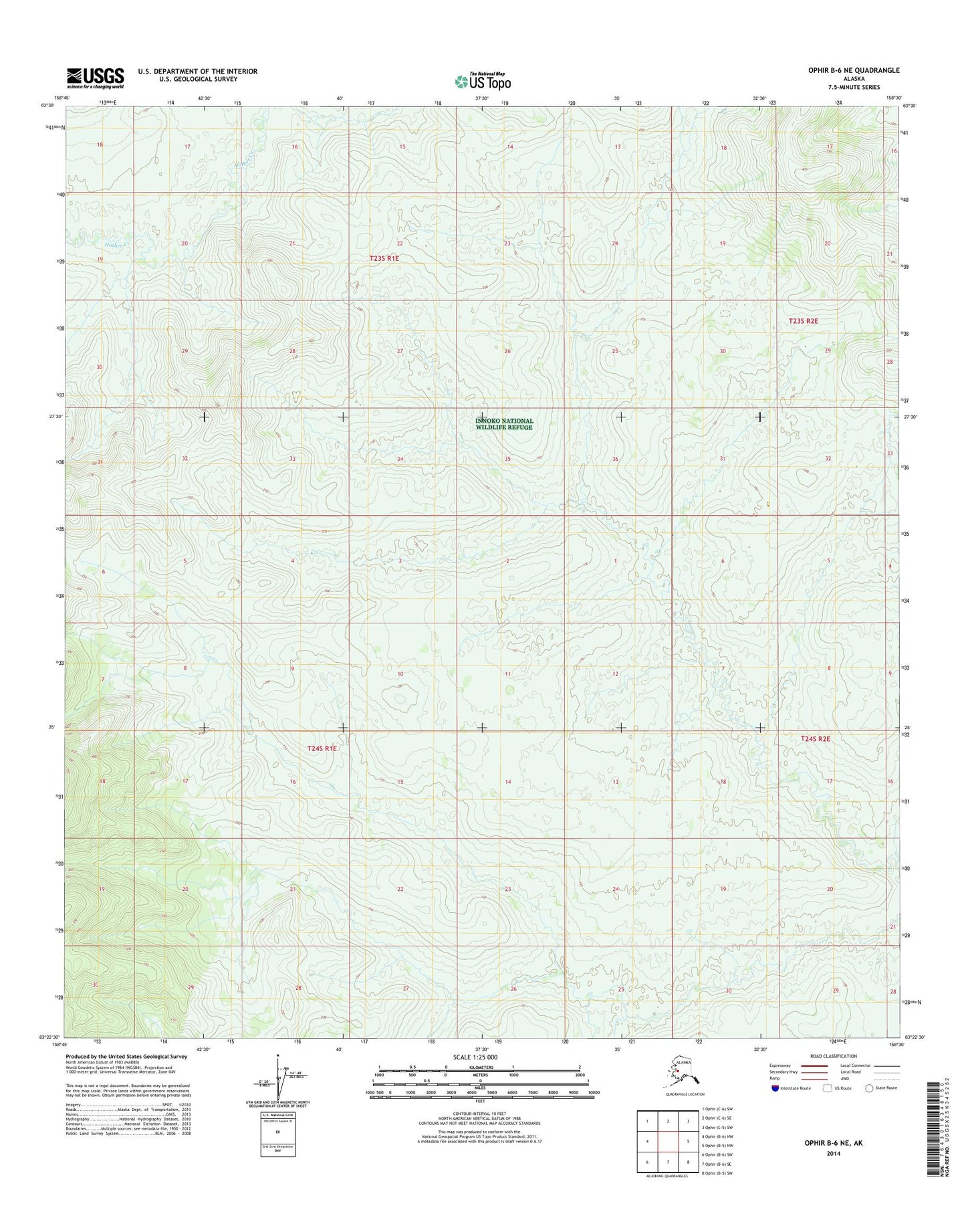 Ophir B-6 NE Alaska US Topo Map Image