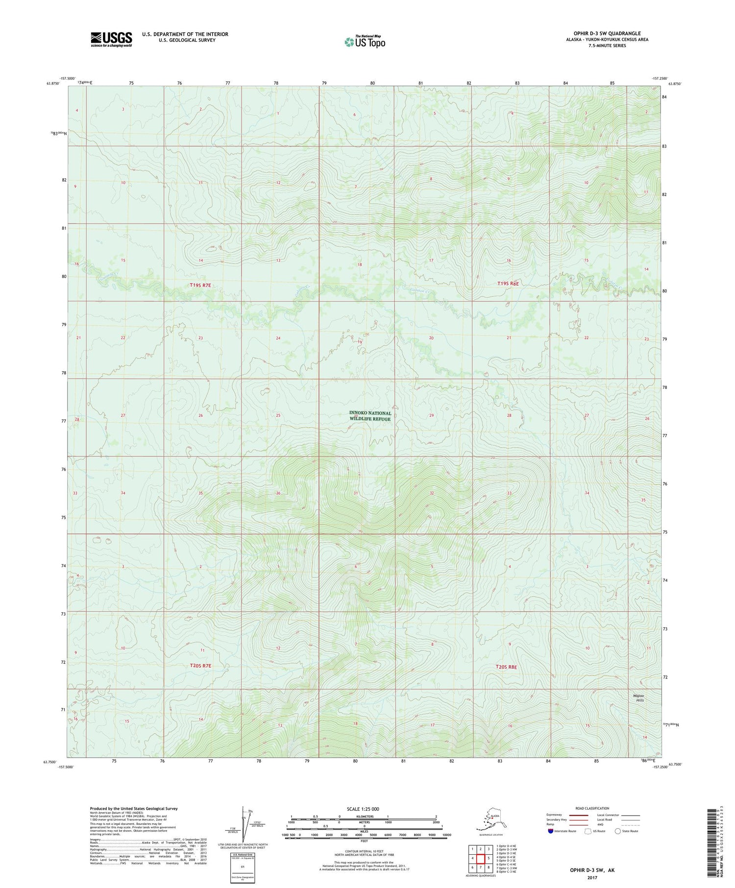 Ophir D-3 SW Alaska US Topo Map Image