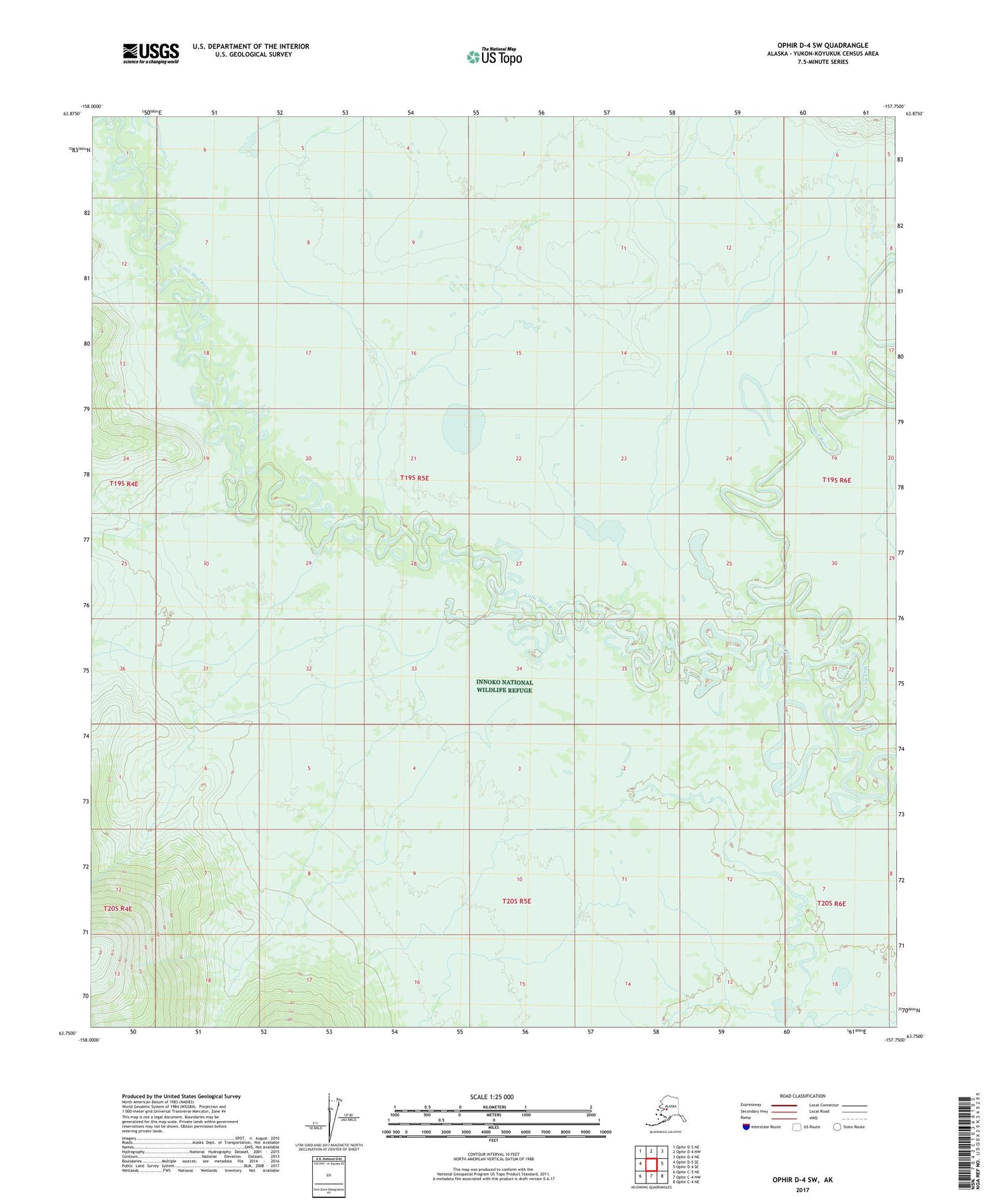 Ophir D-4 SW Alaska US Topo Map Image