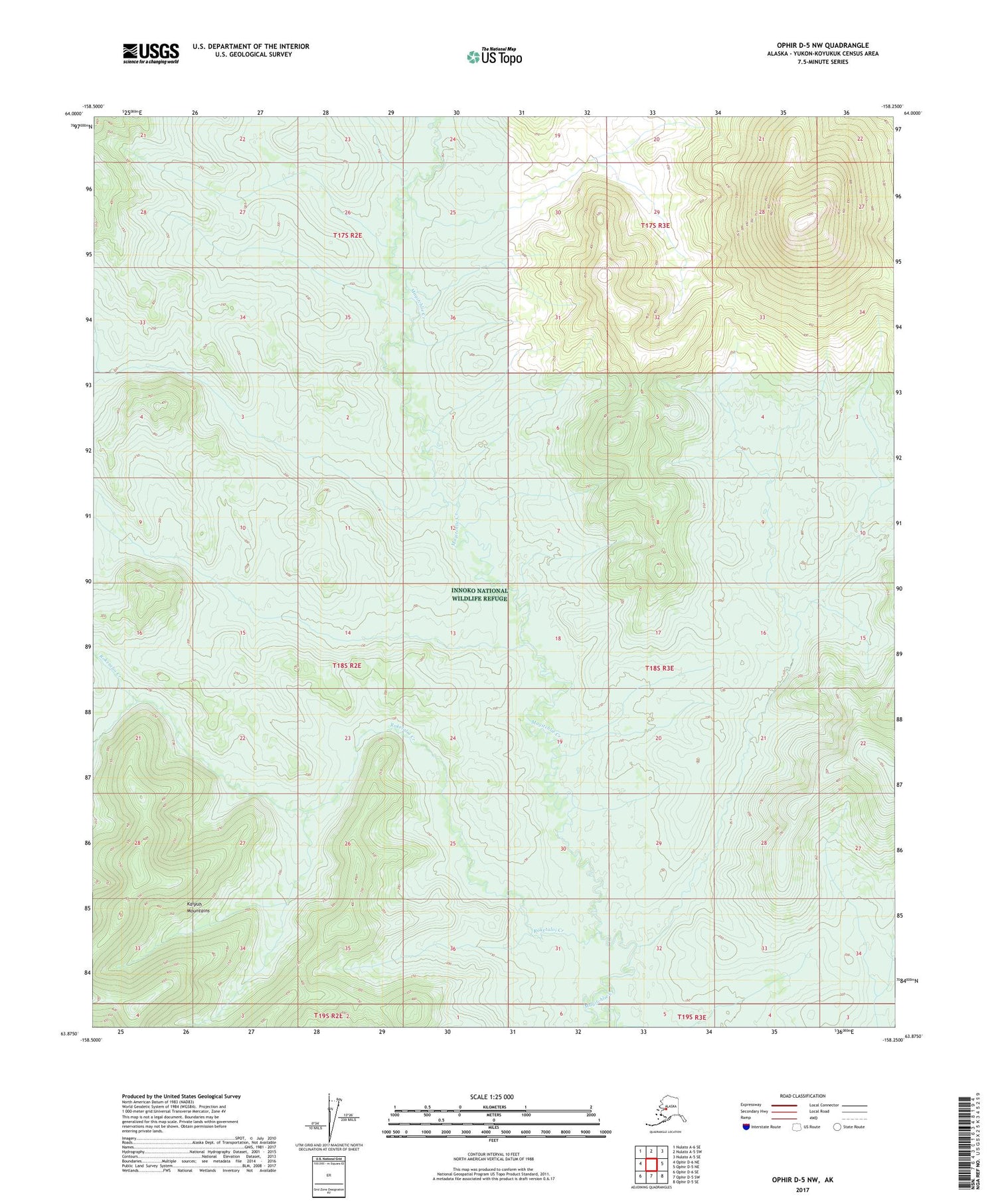 Ophir D-5 NW Alaska US Topo Map Image