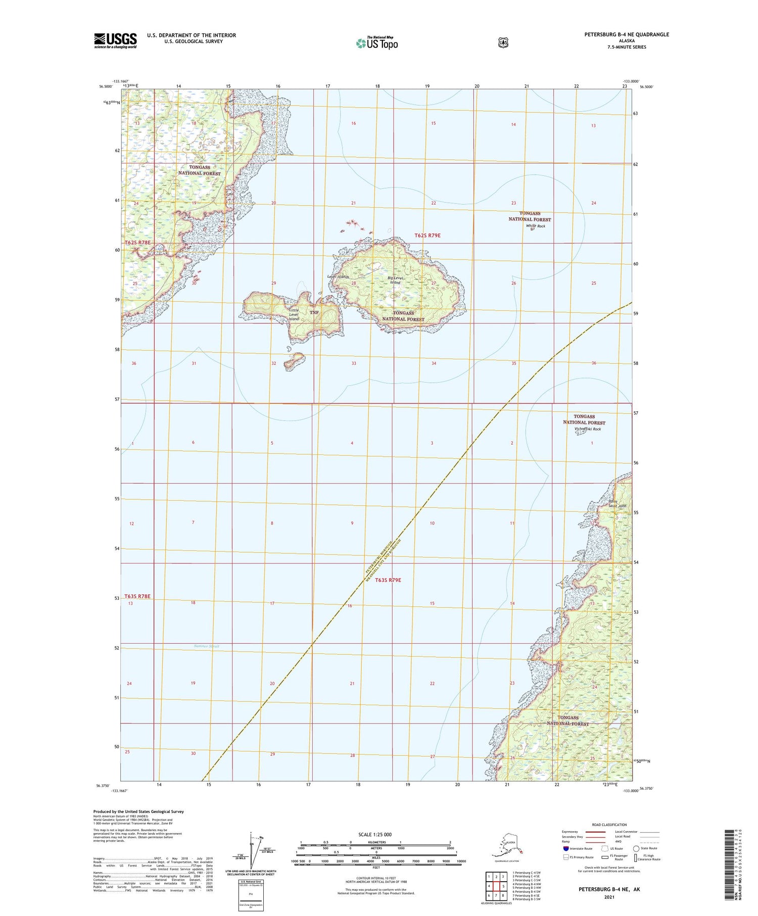Petersburg B-4 NE Alaska US Topo Map Image