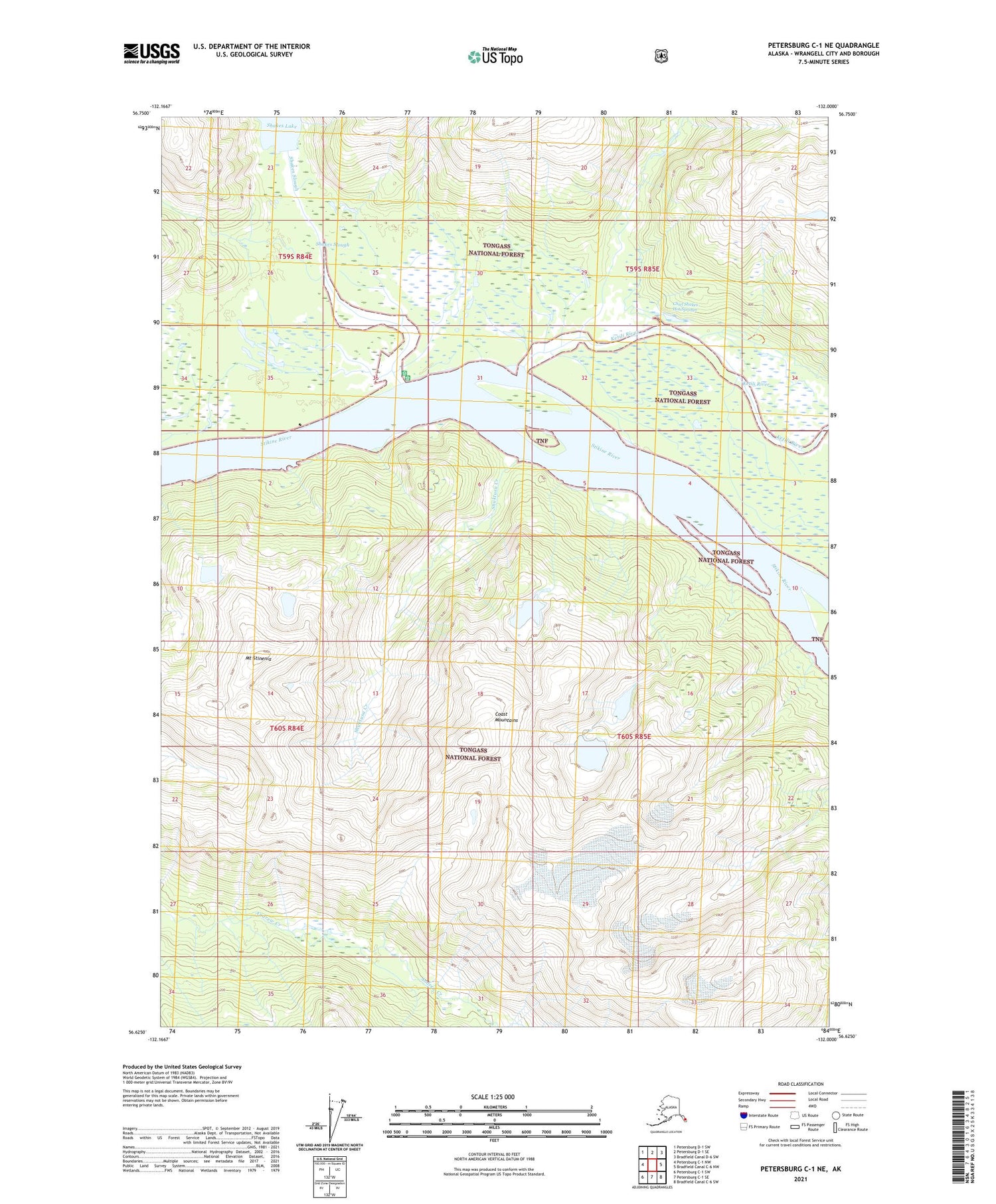 Petersburg C-1 NE Alaska US Topo Map Image