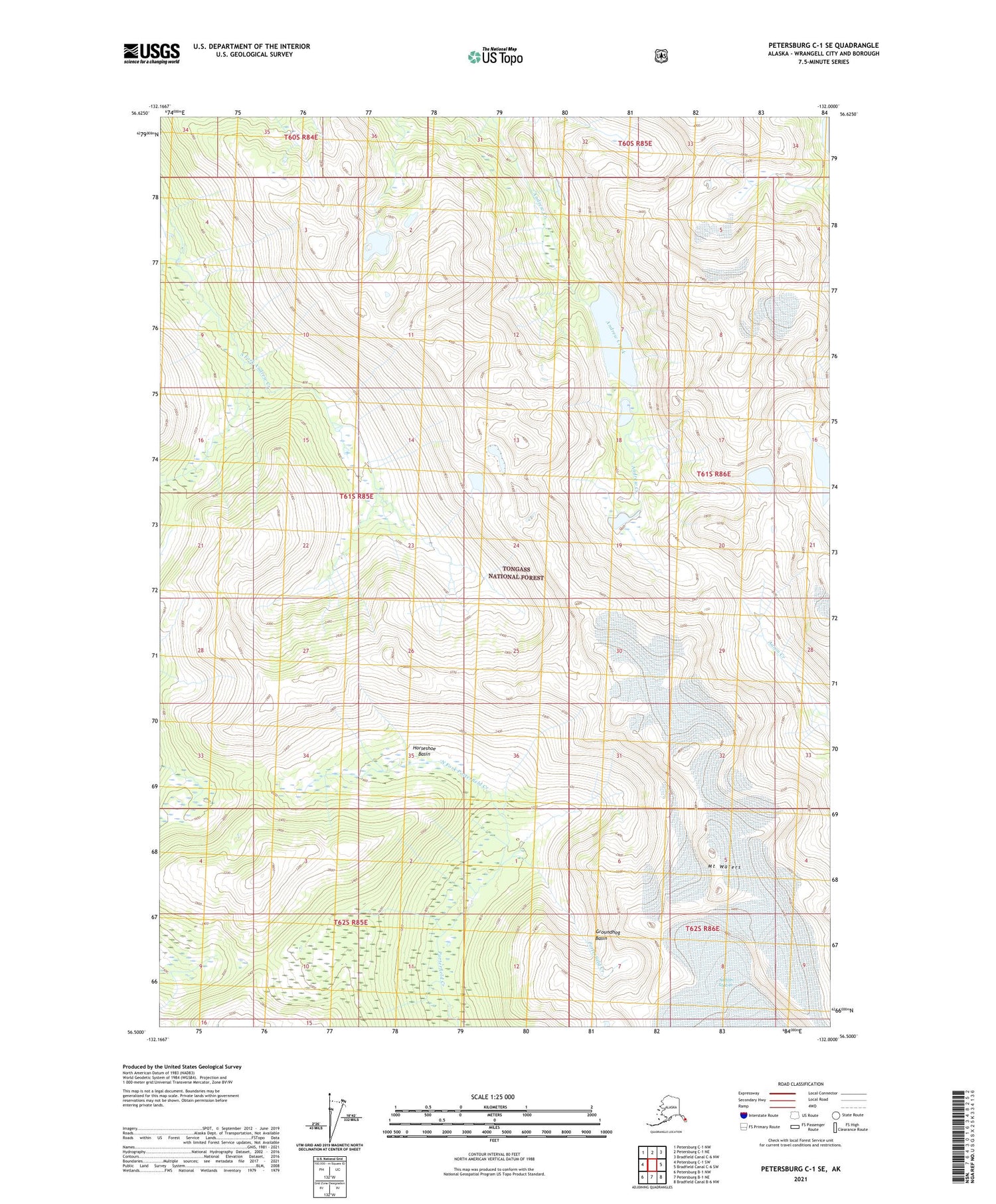 Petersburg C-1 SE Alaska US Topo Map Image