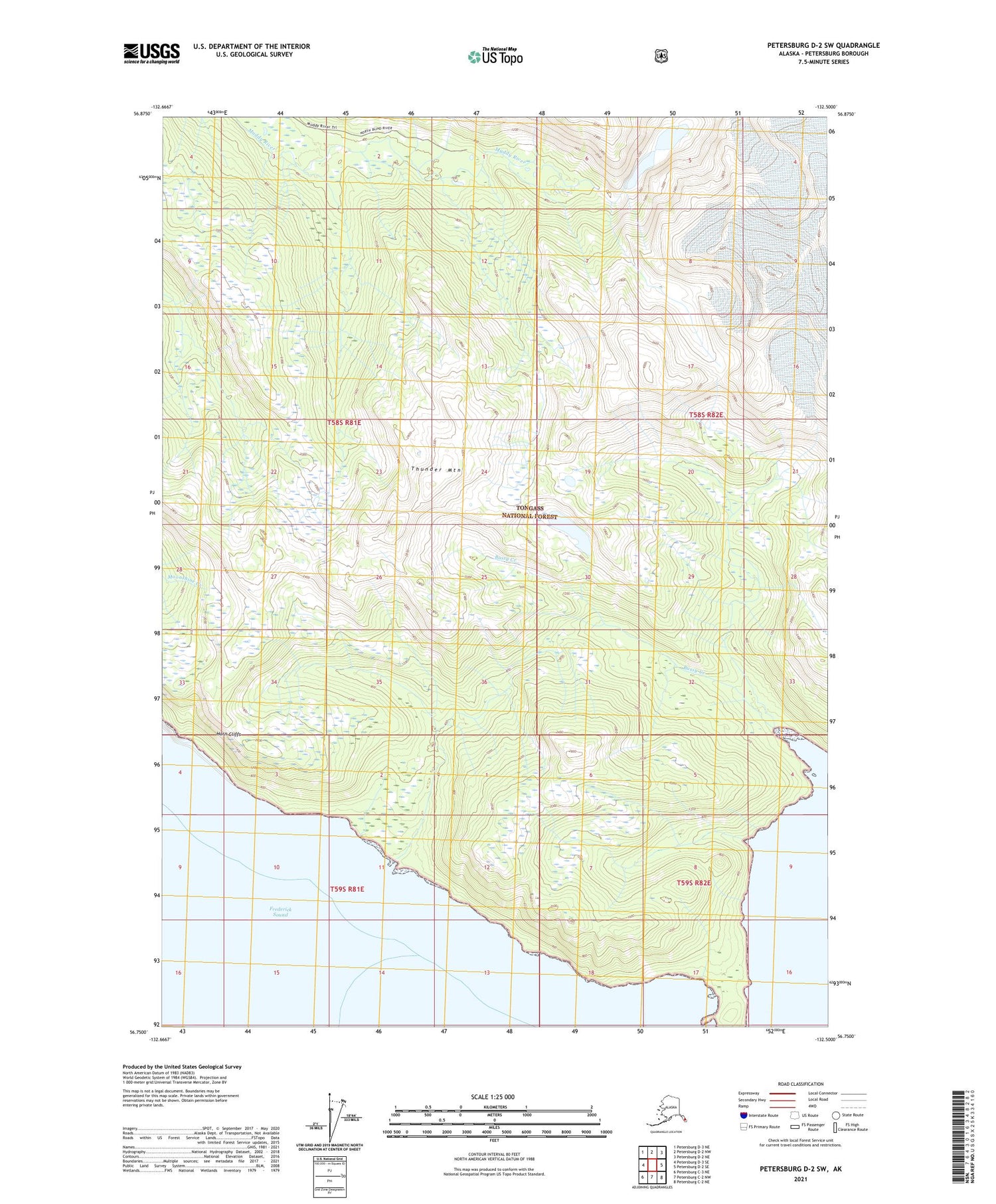 Petersburg D-2 SW Alaska US Topo Map Image