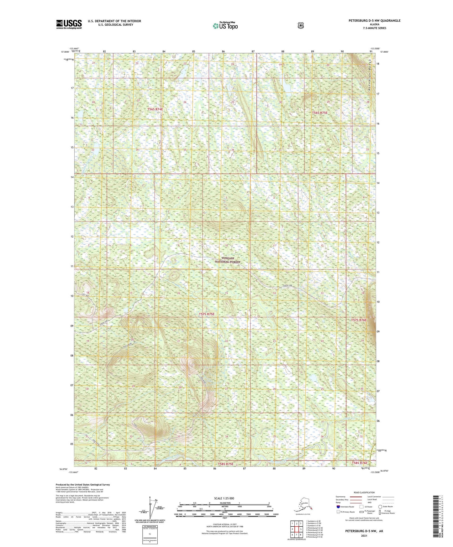 Petersburg D-5 NW Alaska US Topo Map Image
