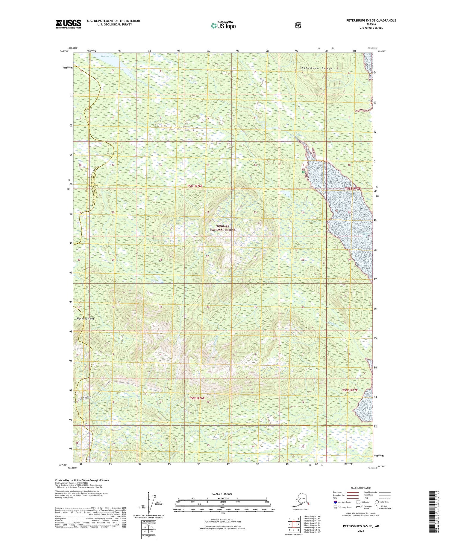 Petersburg D-5 SE Alaska US Topo Map Image