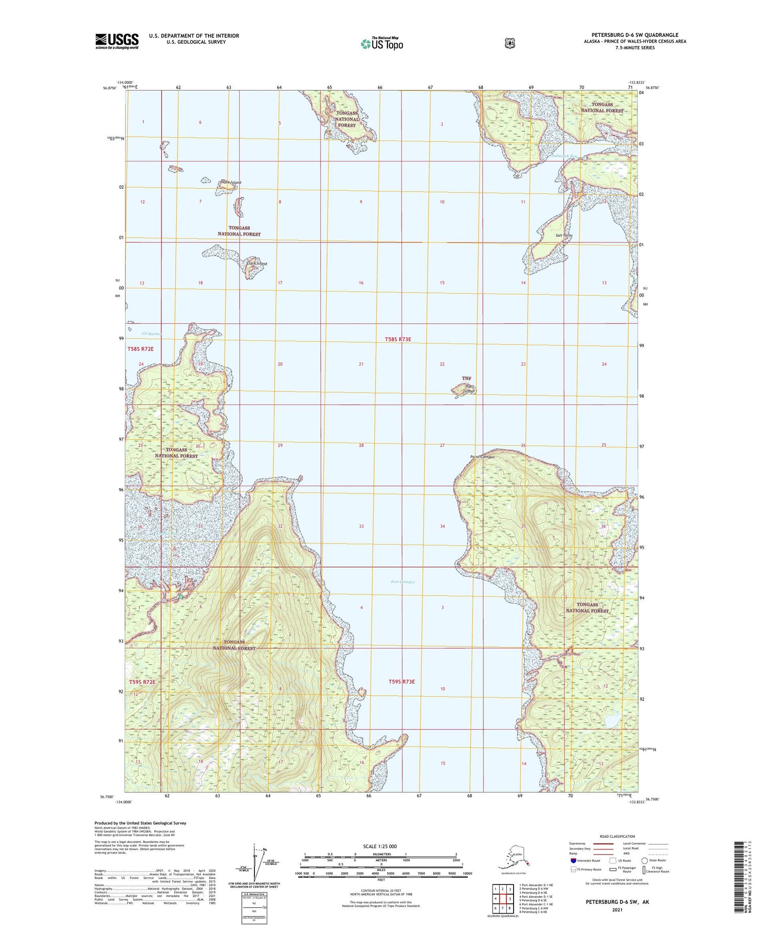 Petersburg D-6 SW Alaska US Topo Map Image