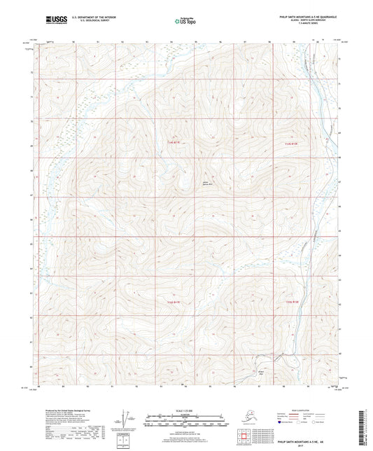 Philip Smith Mountains A-5 NE Alaska US Topo Map Image