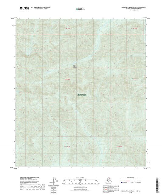 Philip Smith Mountains C-1 SE Alaska US Topo Map Image