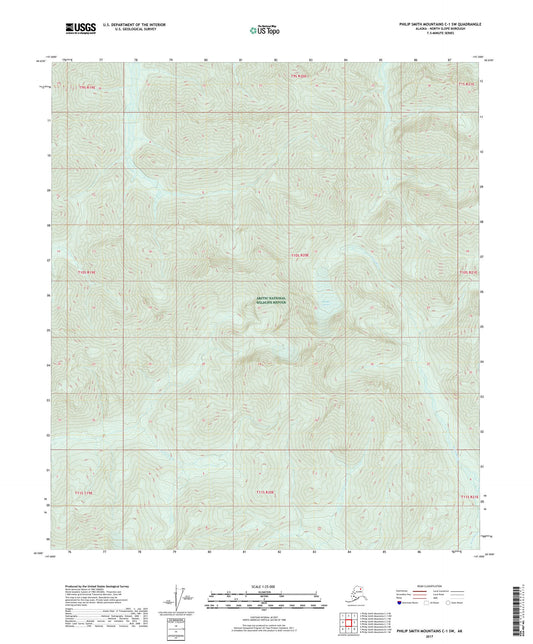 Philip Smith Mountains C-1 SW Alaska US Topo Map Image