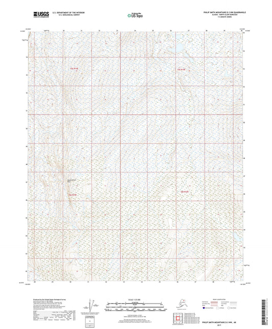 Philip Smith Mountains D-3 NW Alaska US Topo Map Image
