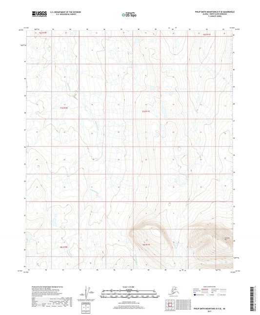 Philip Smith Mountains D-5 SE Alaska US Topo Map Image