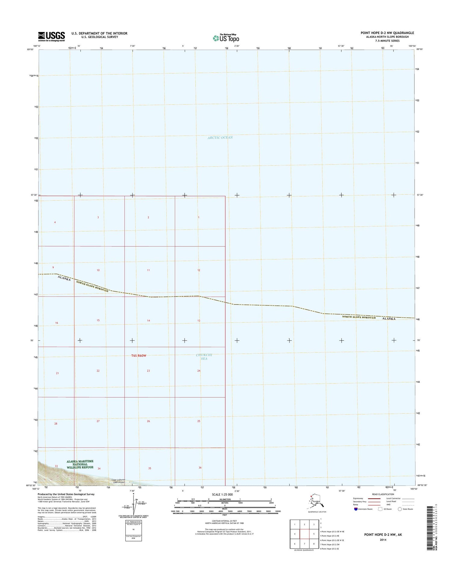 Point Hope D-2 NW Alaska US Topo Map Image
