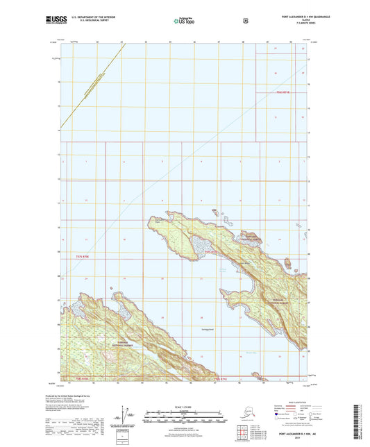 Port Alexander D-1 NW Alaska US Topo Map Image