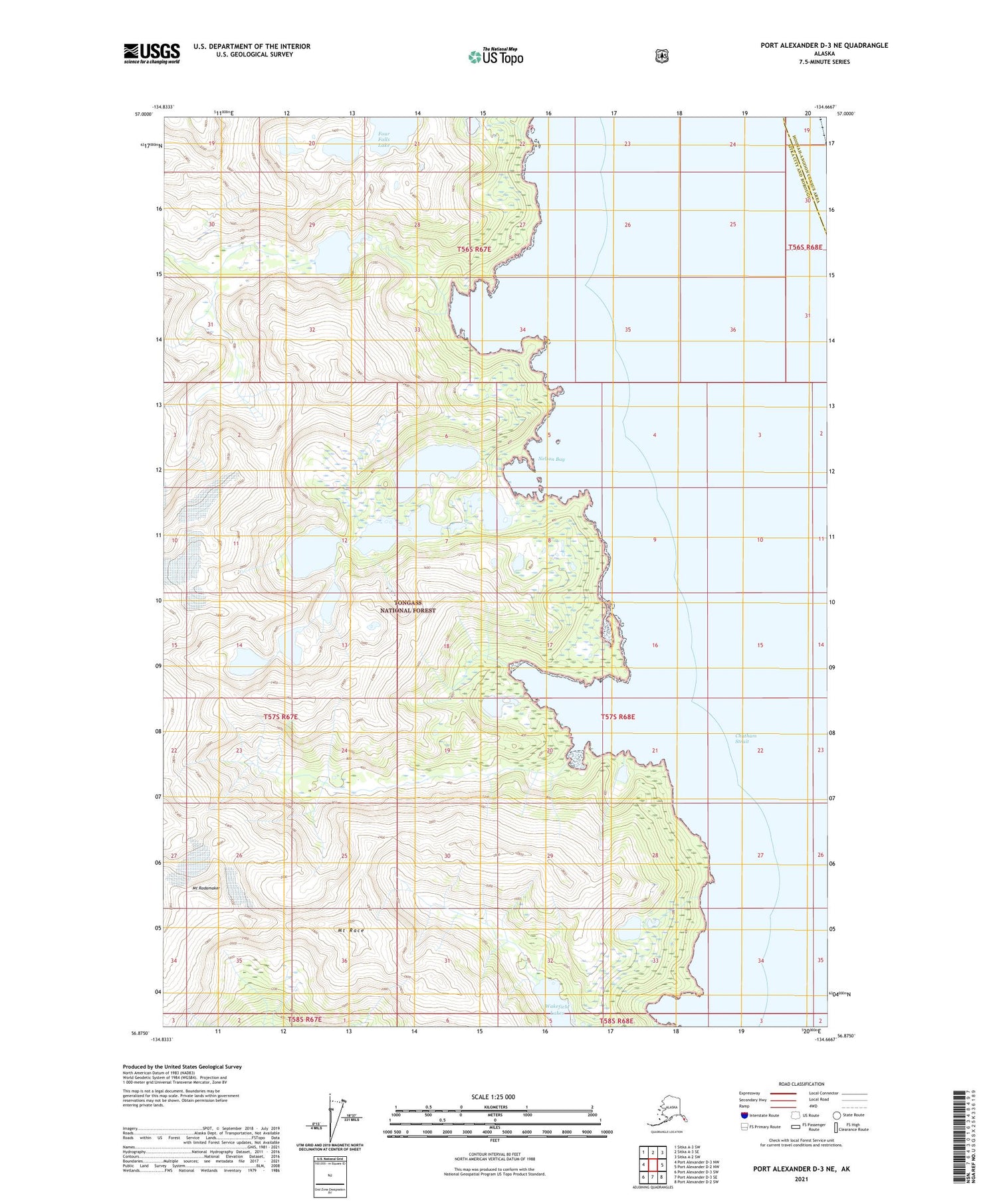 Port Alexander D-3 NE Alaska US Topo Map Image