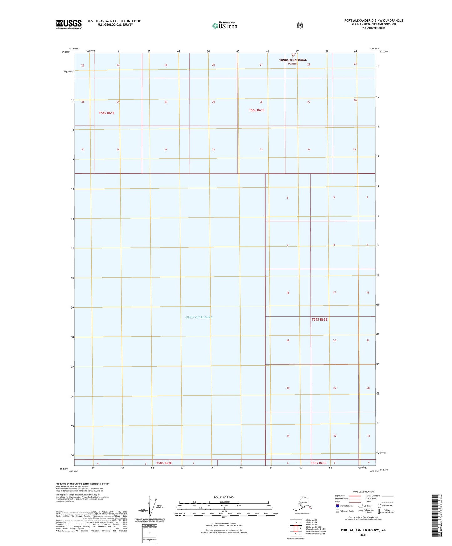 Port Alexander D-5 NW Alaska US Topo Map Image