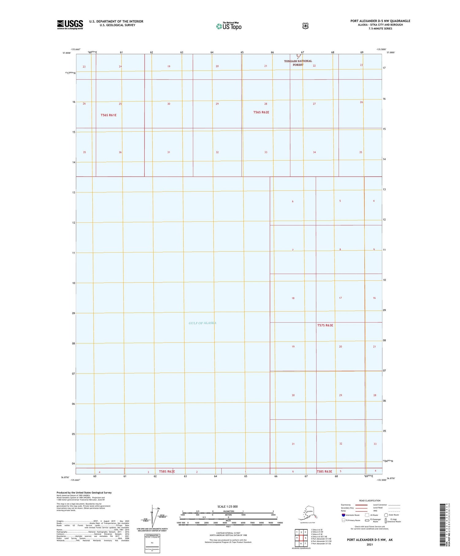Port Alexander D-5 NW Alaska US Topo Map Image
