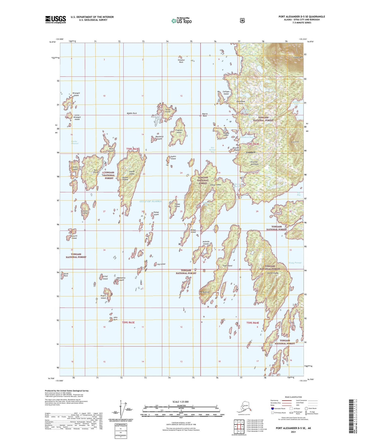 Port Alexander D-5 SE Alaska US Topo Map Image