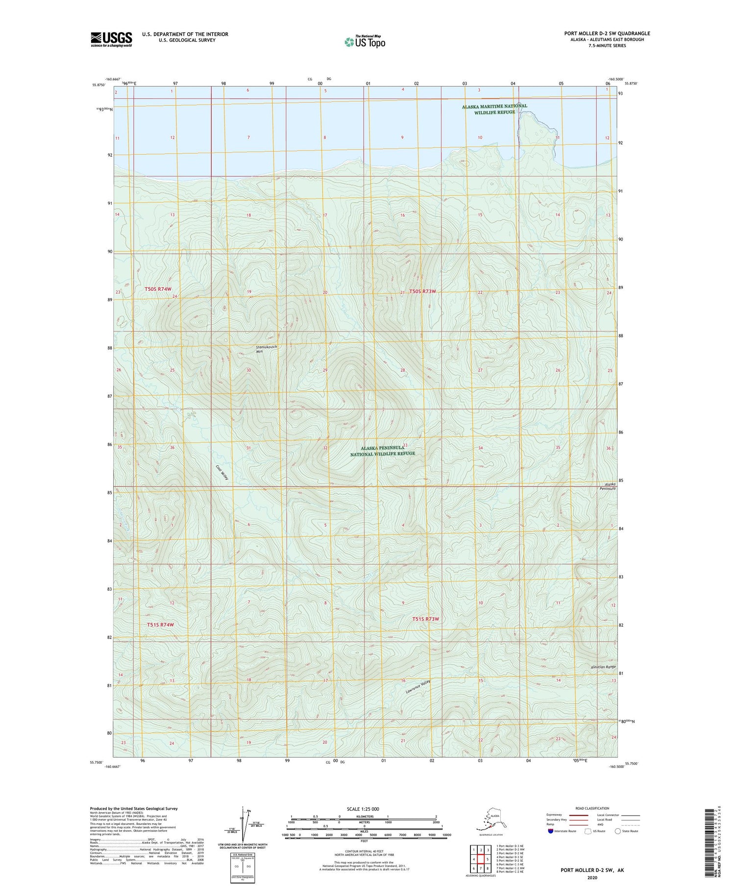 Port Moller D-2 SW Alaska US Topo Map Image