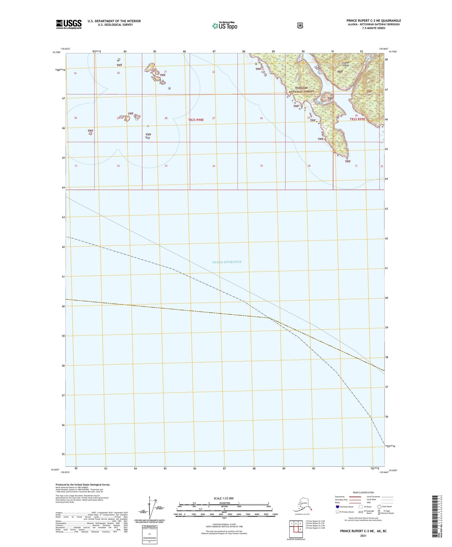 Prince Rupert C-3 NE Alaska US Topo Map Image