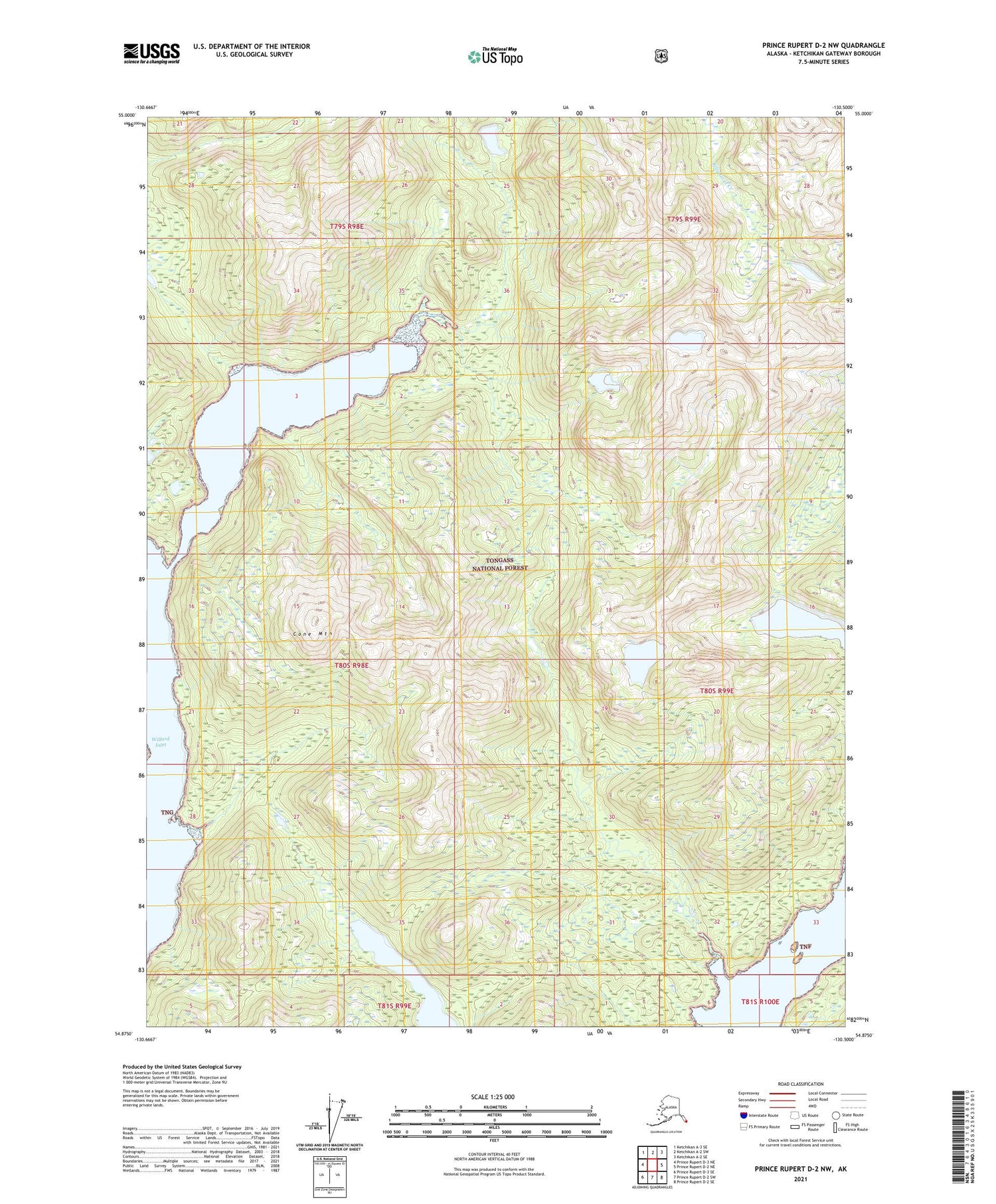 Prince Rupert D-2 NW Alaska US Topo Map Image