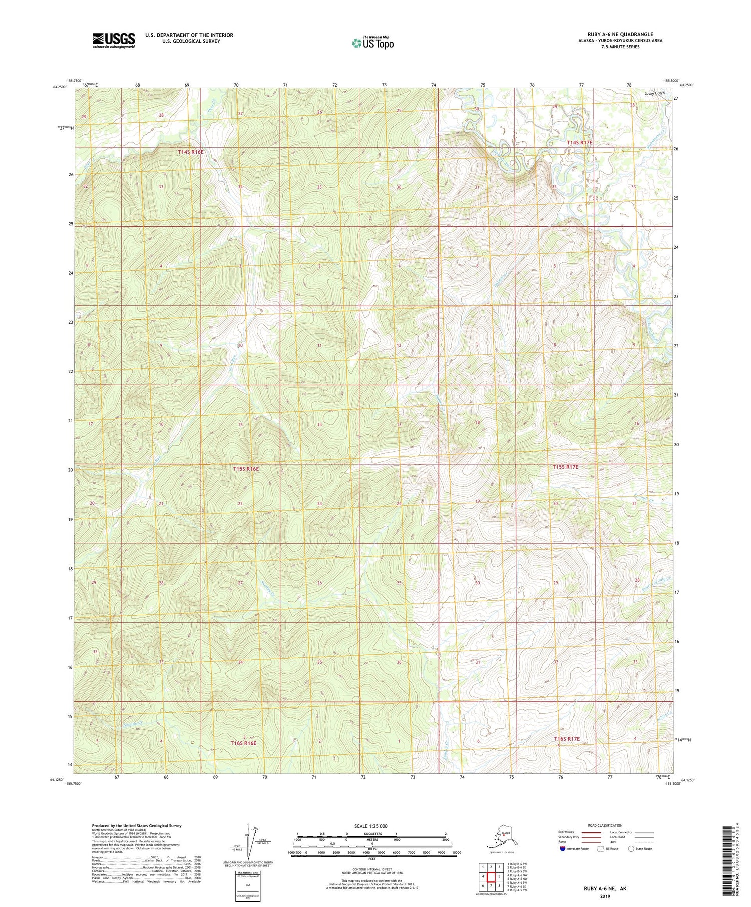 Ruby A-6 NE Alaska US Topo Map Image