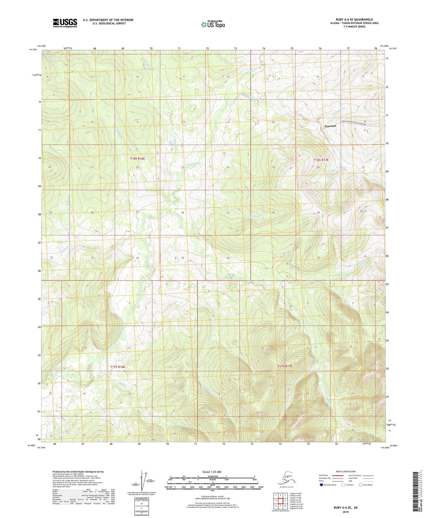 Ruby A-6 SE Alaska US Topo Map Image