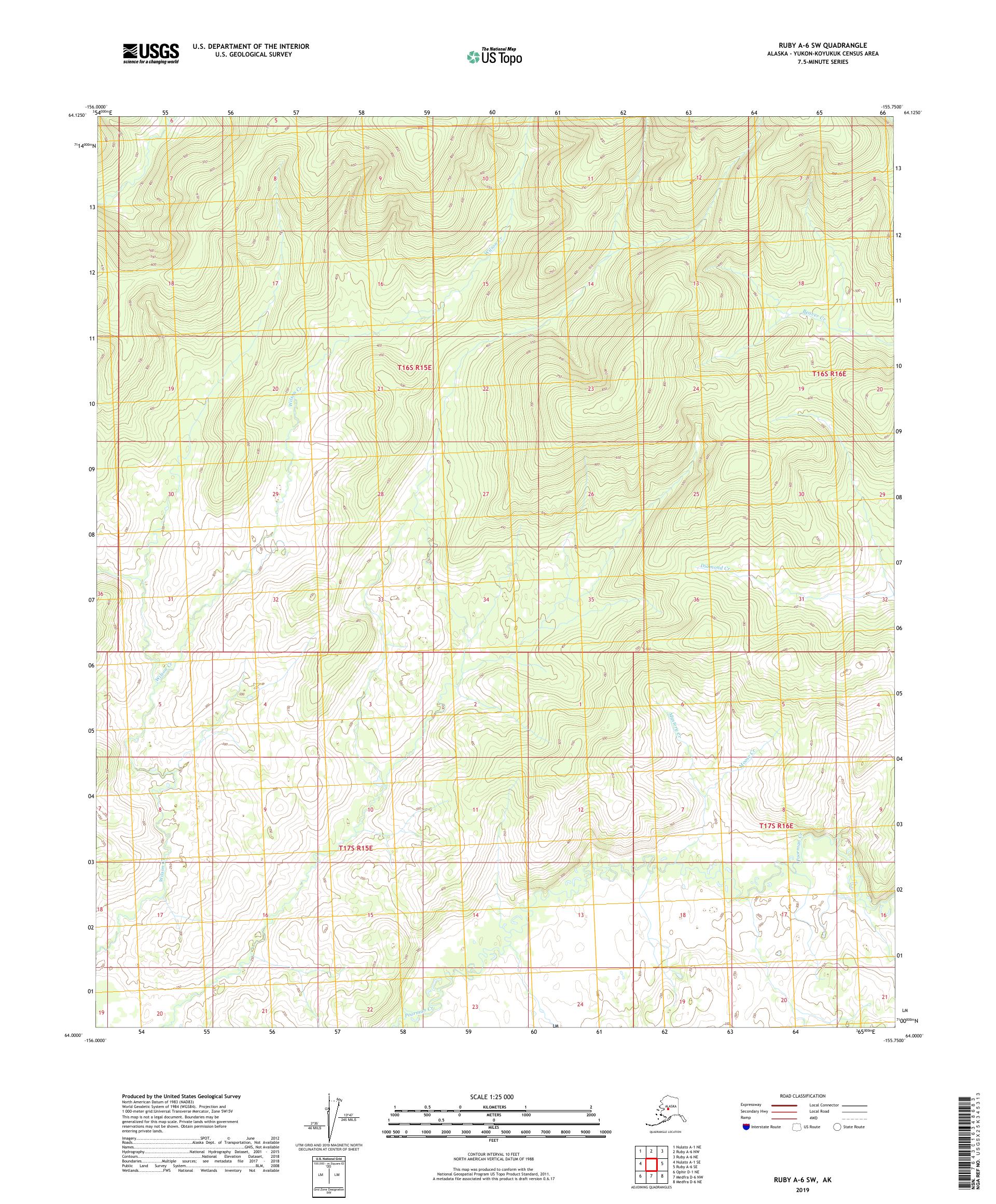 Ruby A-6 SW Alaska US Topo Map – MyTopo Map Store
