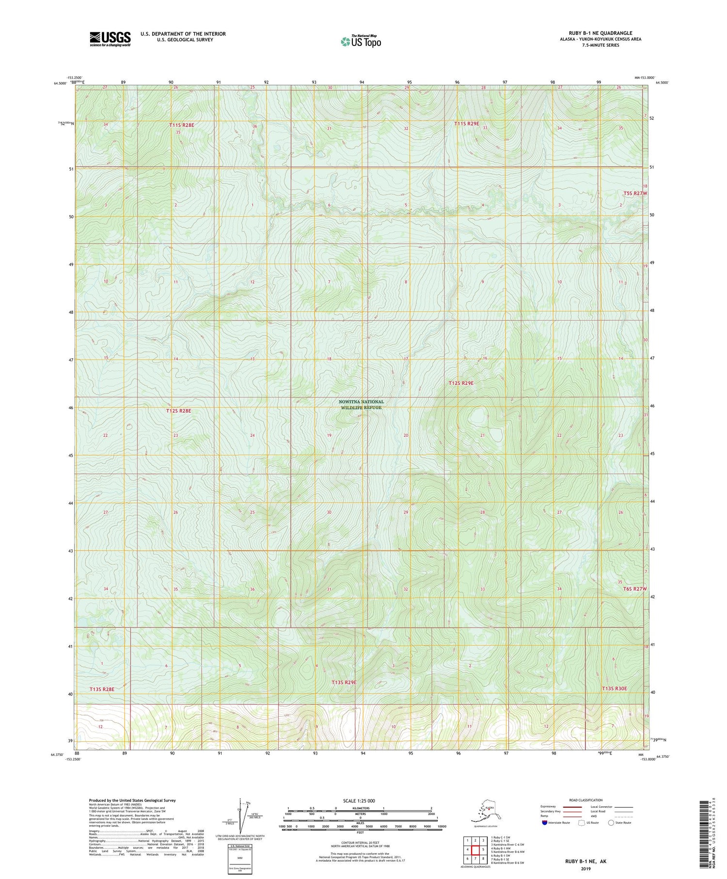 Ruby B-1 NE Alaska US Topo Map Image