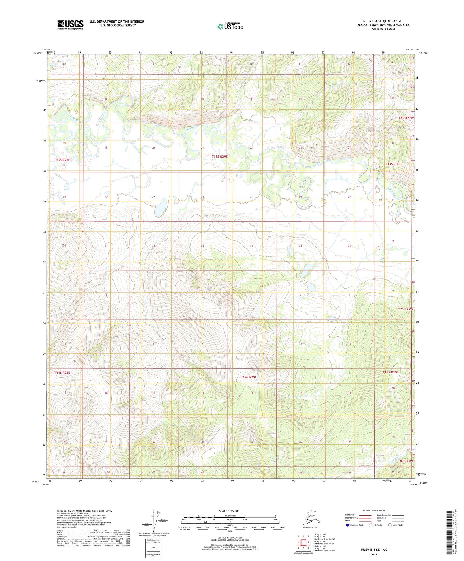 Ruby B-1 SE Alaska US Topo Map Image