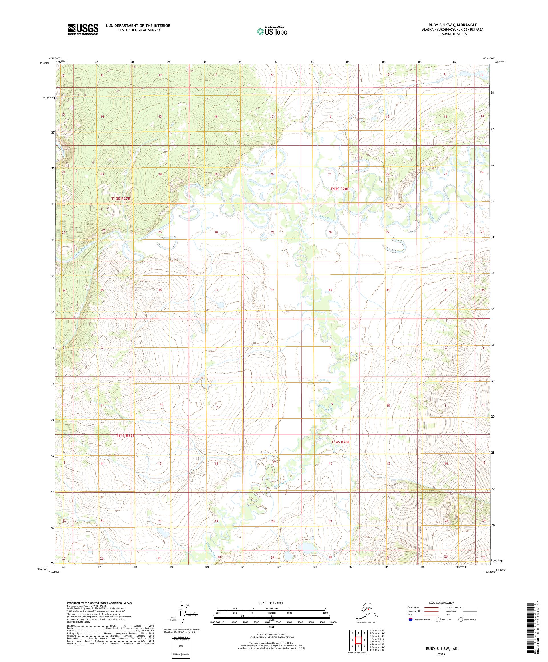 Ruby B-1 SW Alaska US Topo Map – MyTopo Map Store