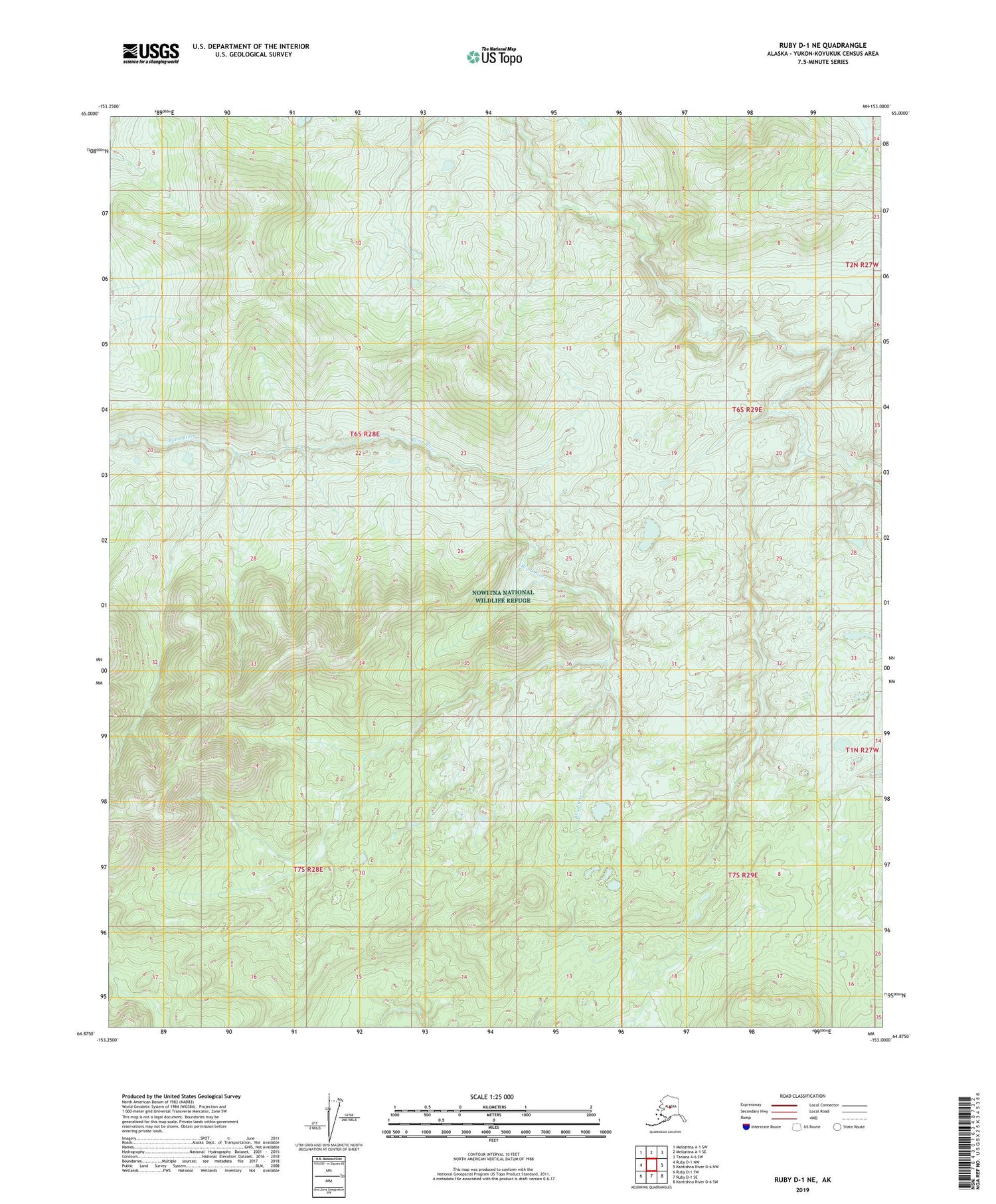 Ruby D-1 NE Alaska US Topo Map Image