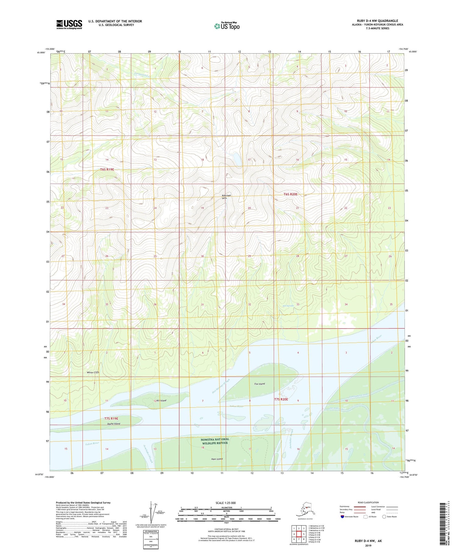 Ruby D-4 NW Alaska US Topo Map Image