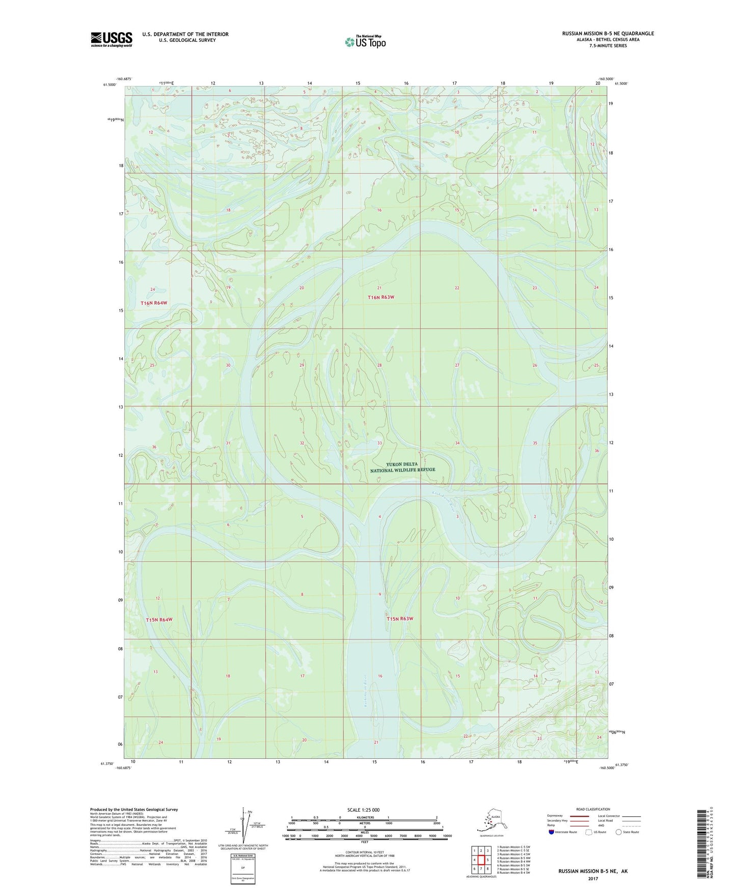 Russian Mission B-5 NE Alaska US Topo Map Image