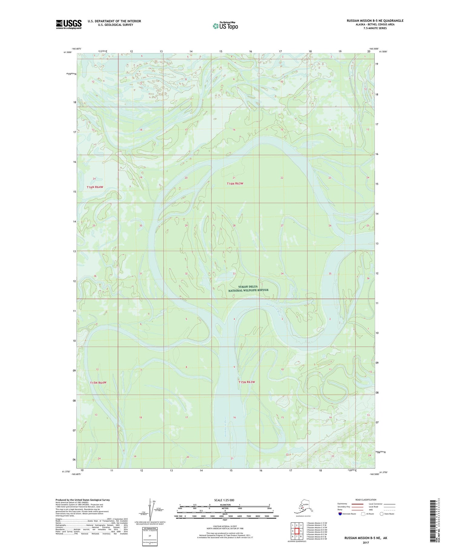 Russian Mission B-5 NE Alaska US Topo Map Image