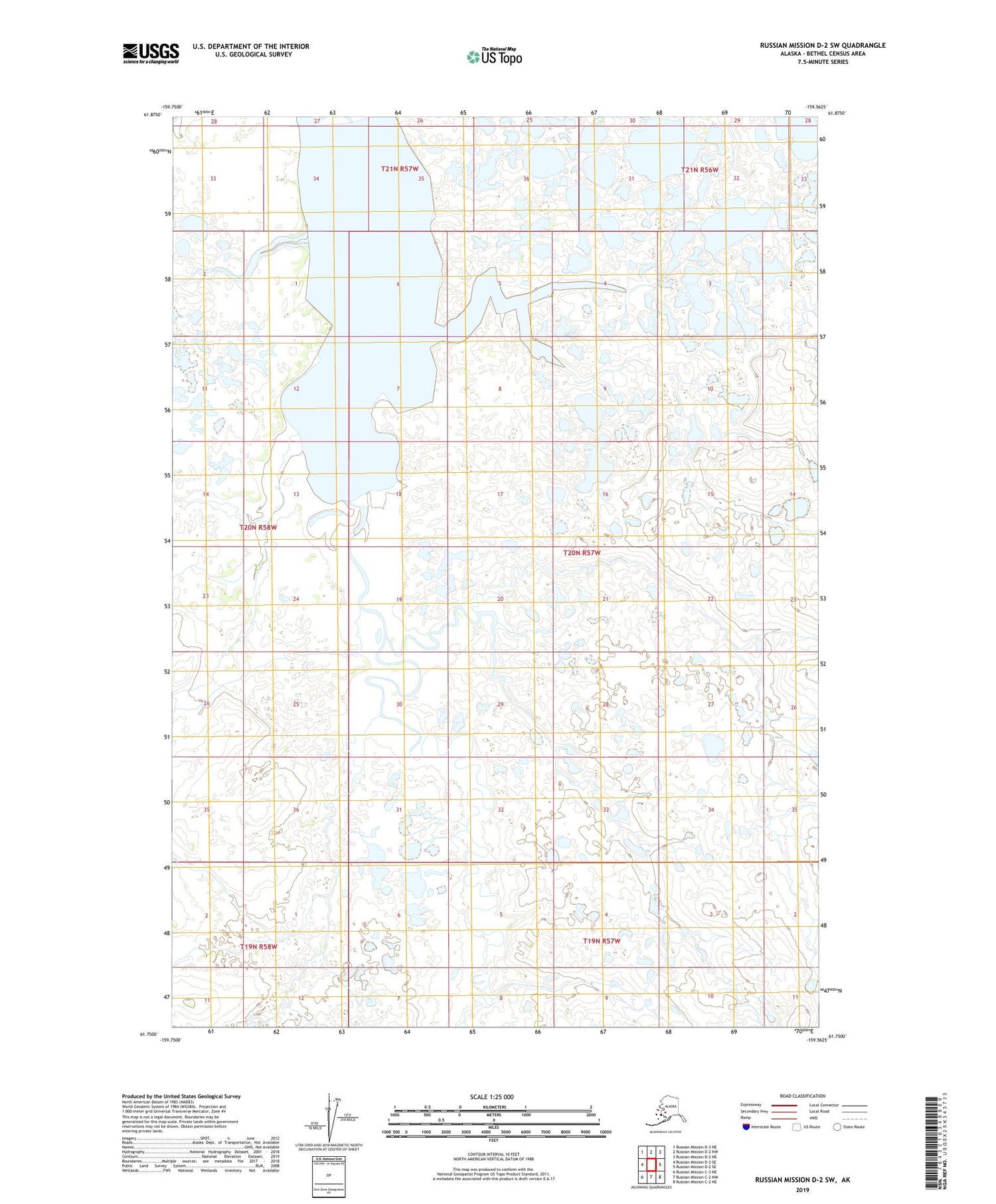 Russian Mission D-2 SW Alaska US Topo Map Image