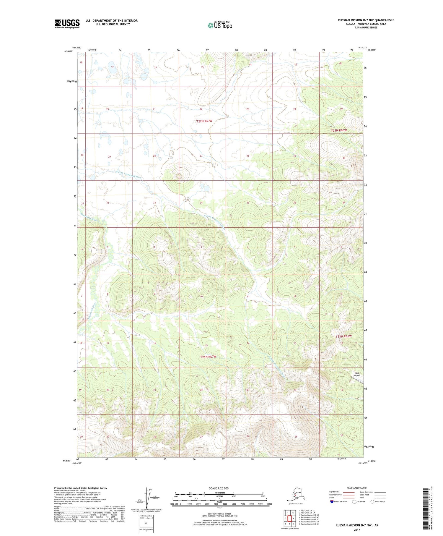 Russian Mission D-7 NW Alaska US Topo Map Image