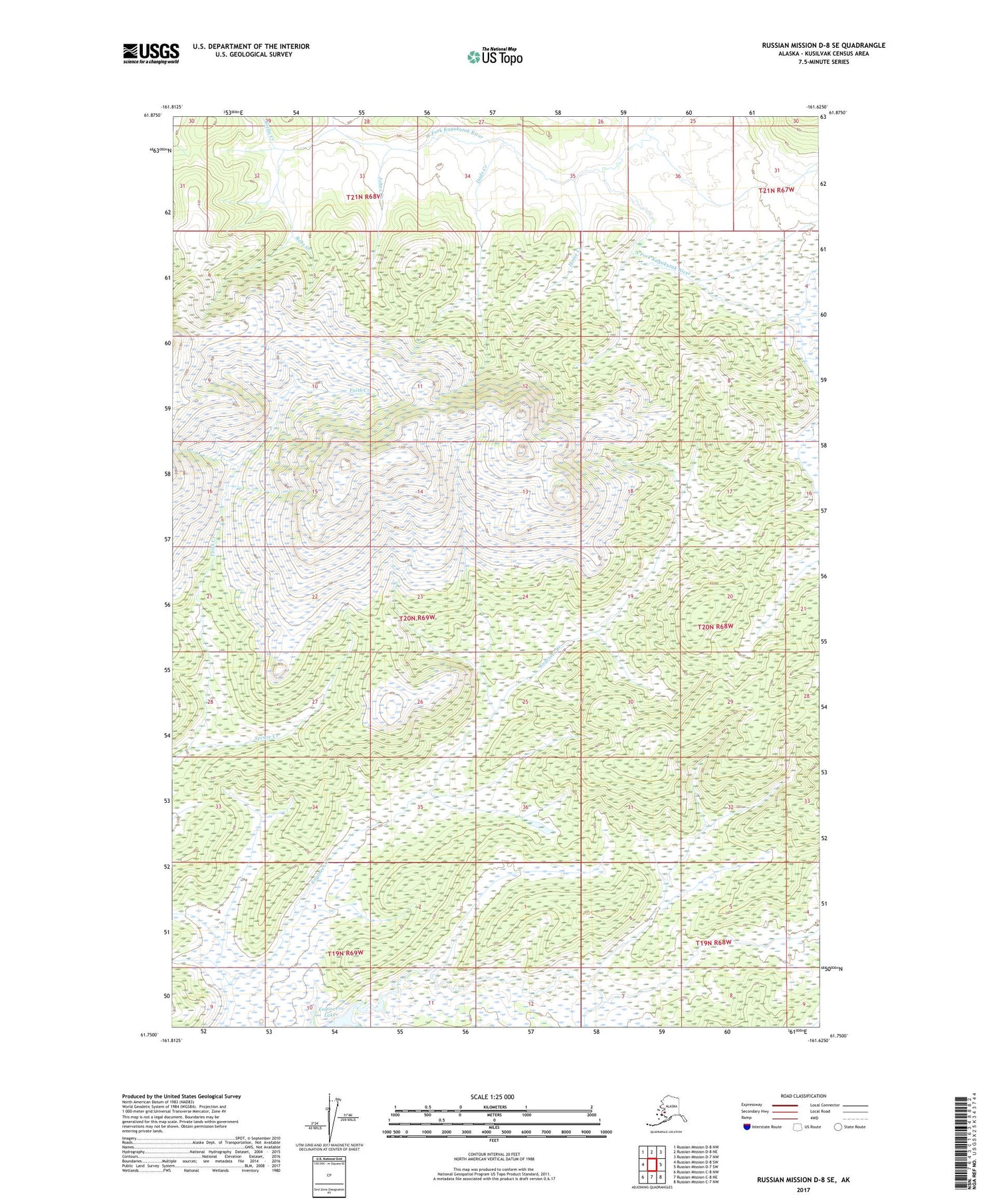 Russian Mission D-8 SE Alaska US Topo Map Image