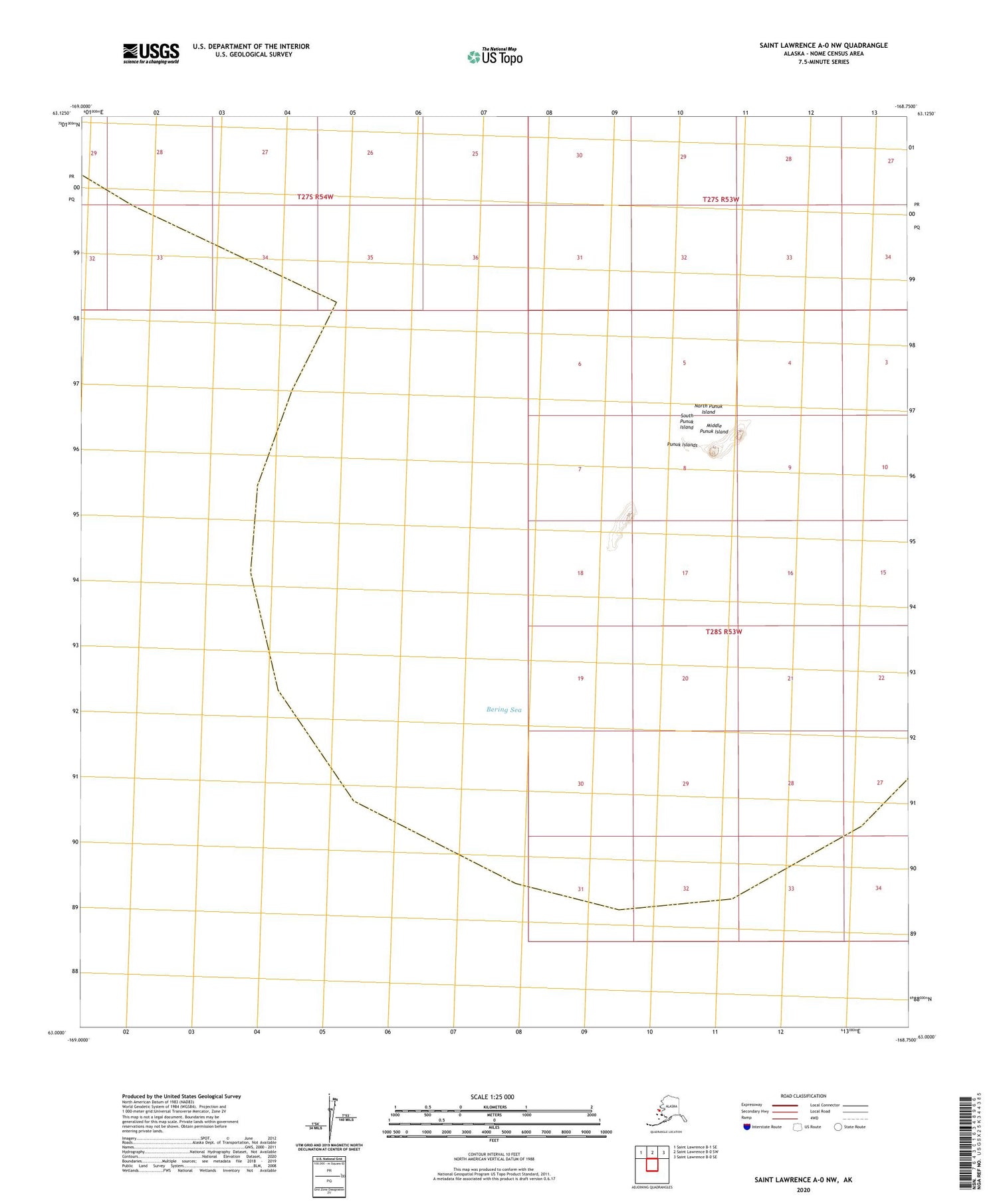 Saint Lawrence A-0 NW Alaska US Topo Map Image