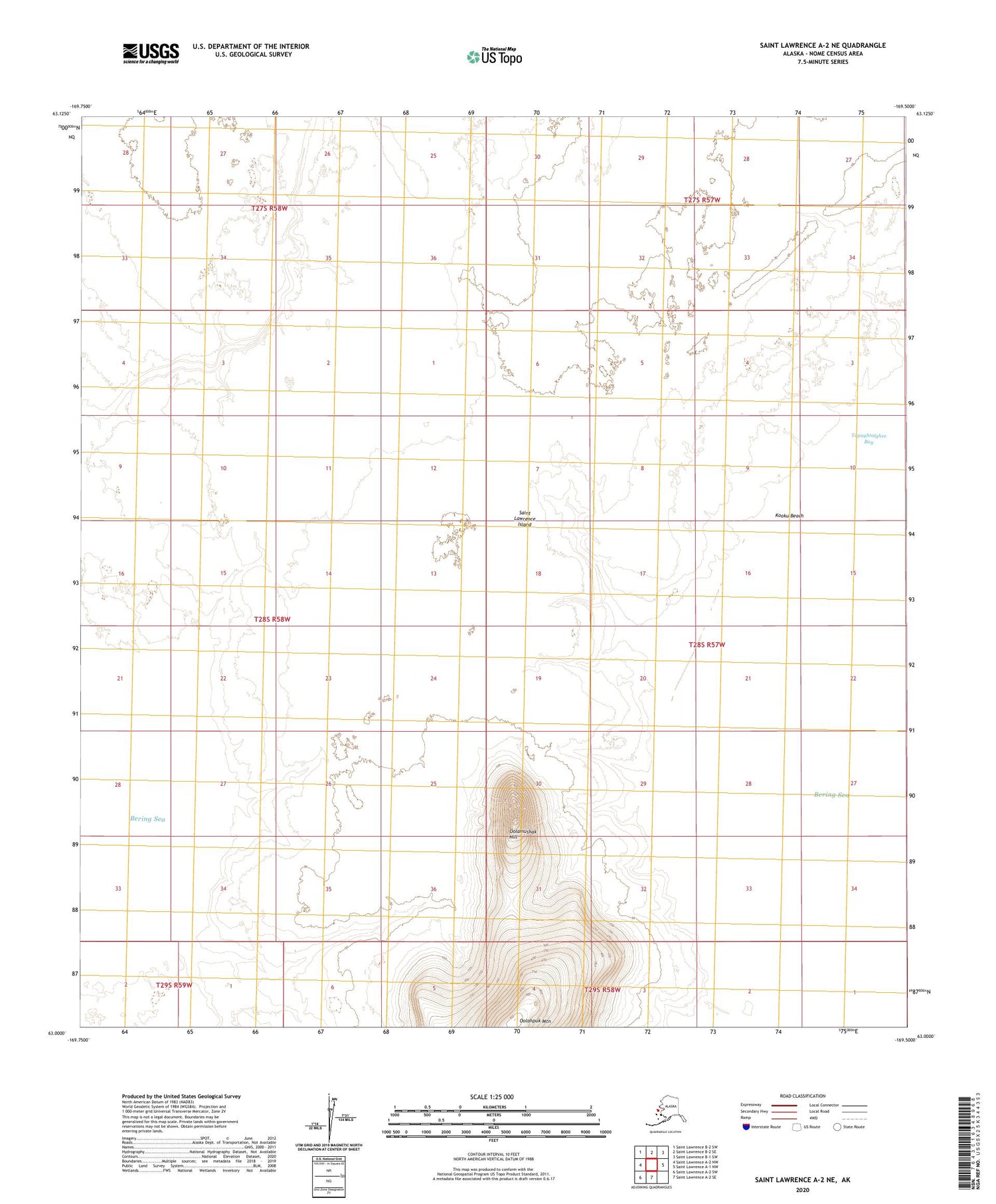 Saint Lawrence A-2 NE Alaska US Topo Map Image