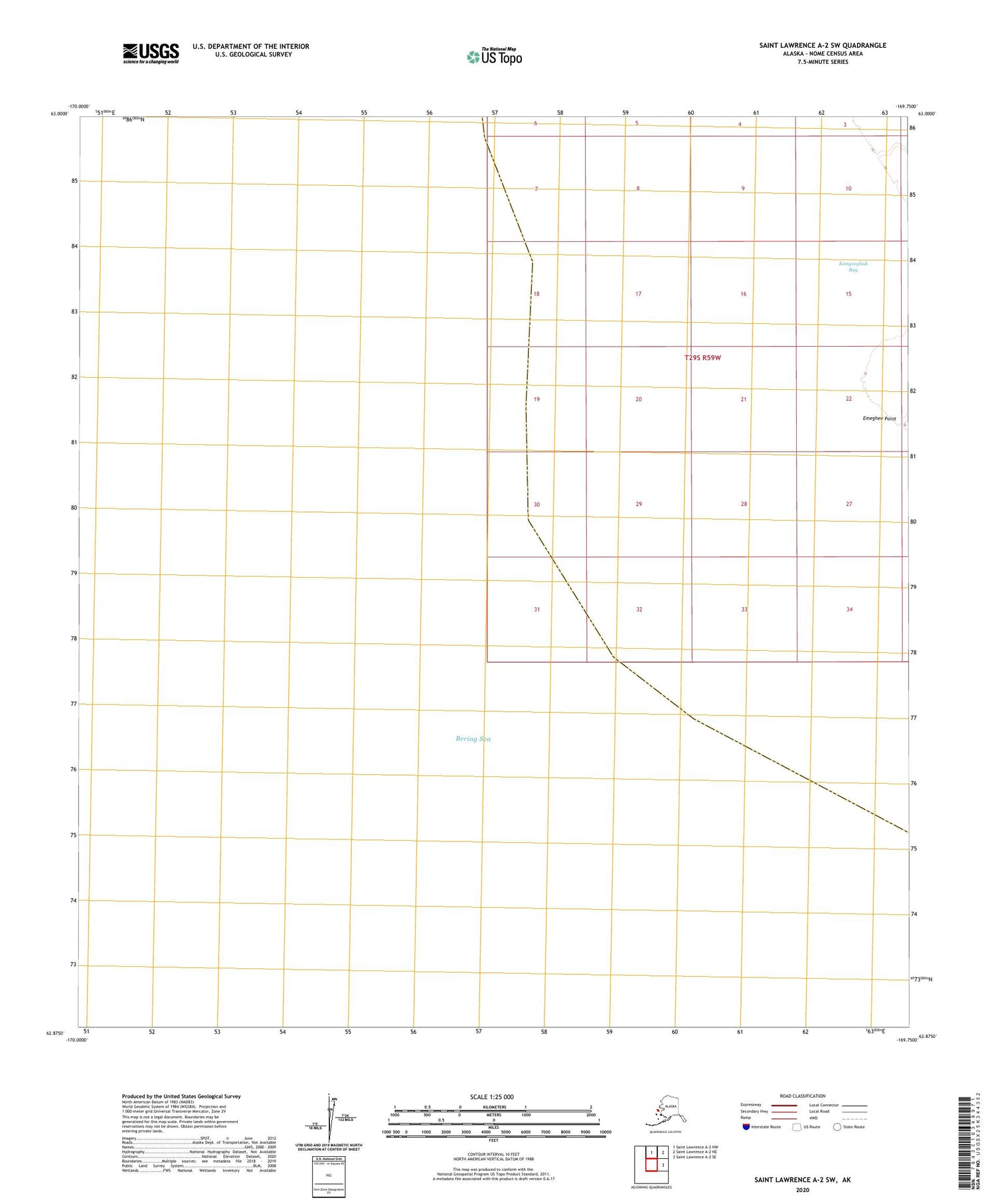 Saint Lawrence A-2 SW Alaska US Topo Map Image