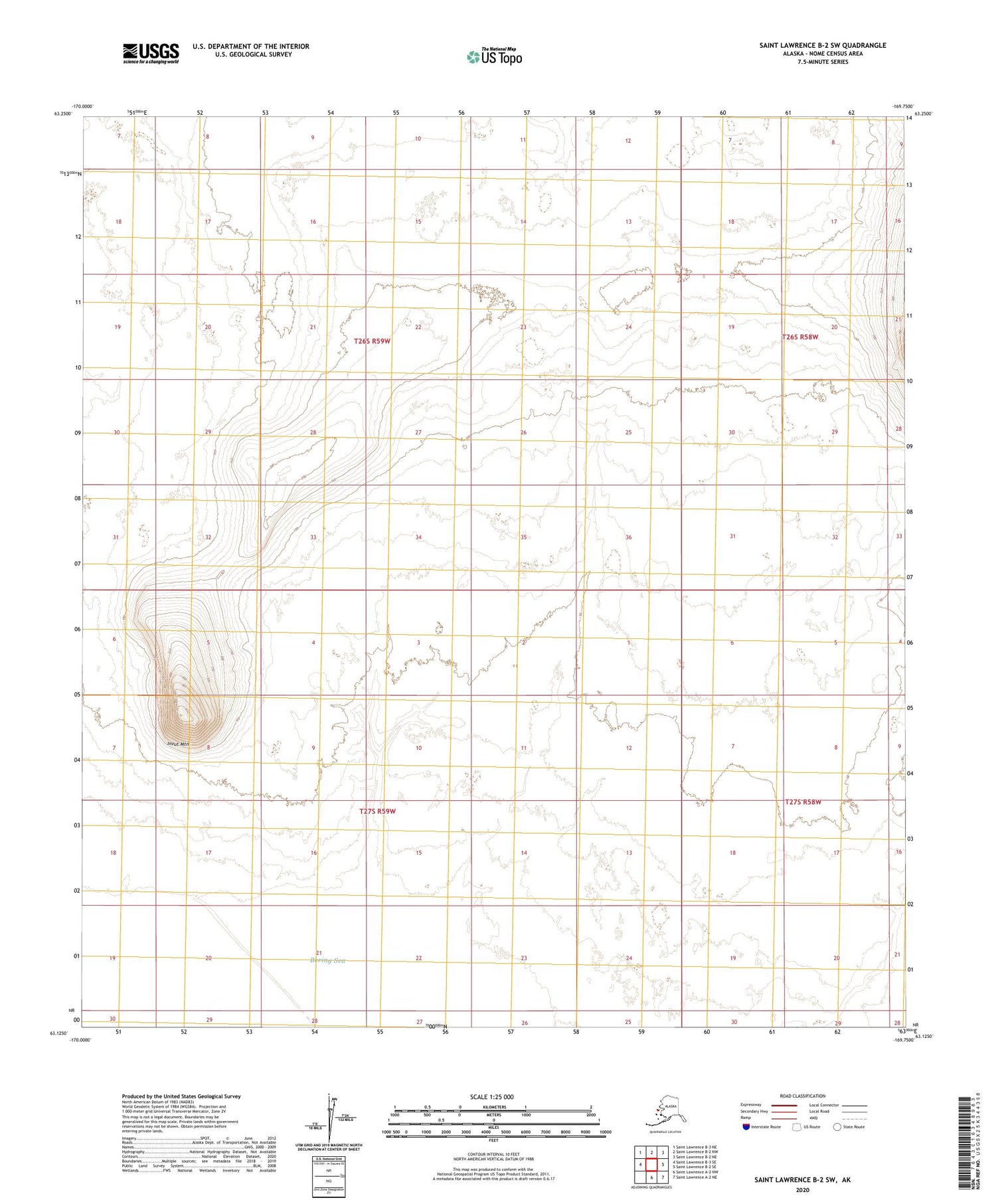 Saint Lawrence B-2 SW Alaska US Topo Map Image