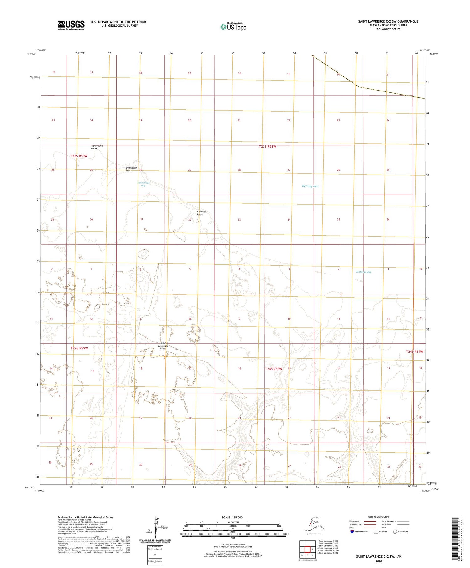 Saint Lawrence C-2 SW Alaska US Topo Map Image