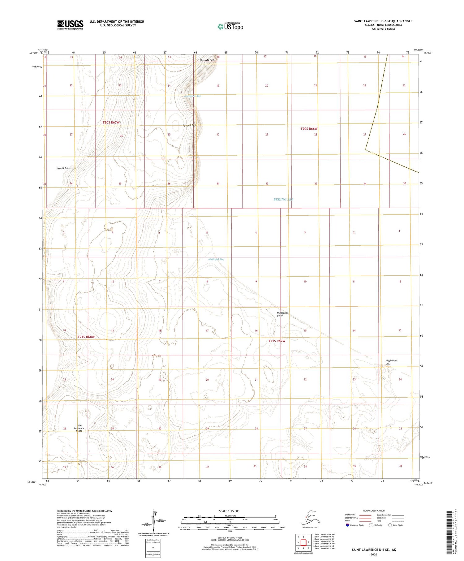 Saint Lawrence D-6 SE Alaska US Topo Map Image