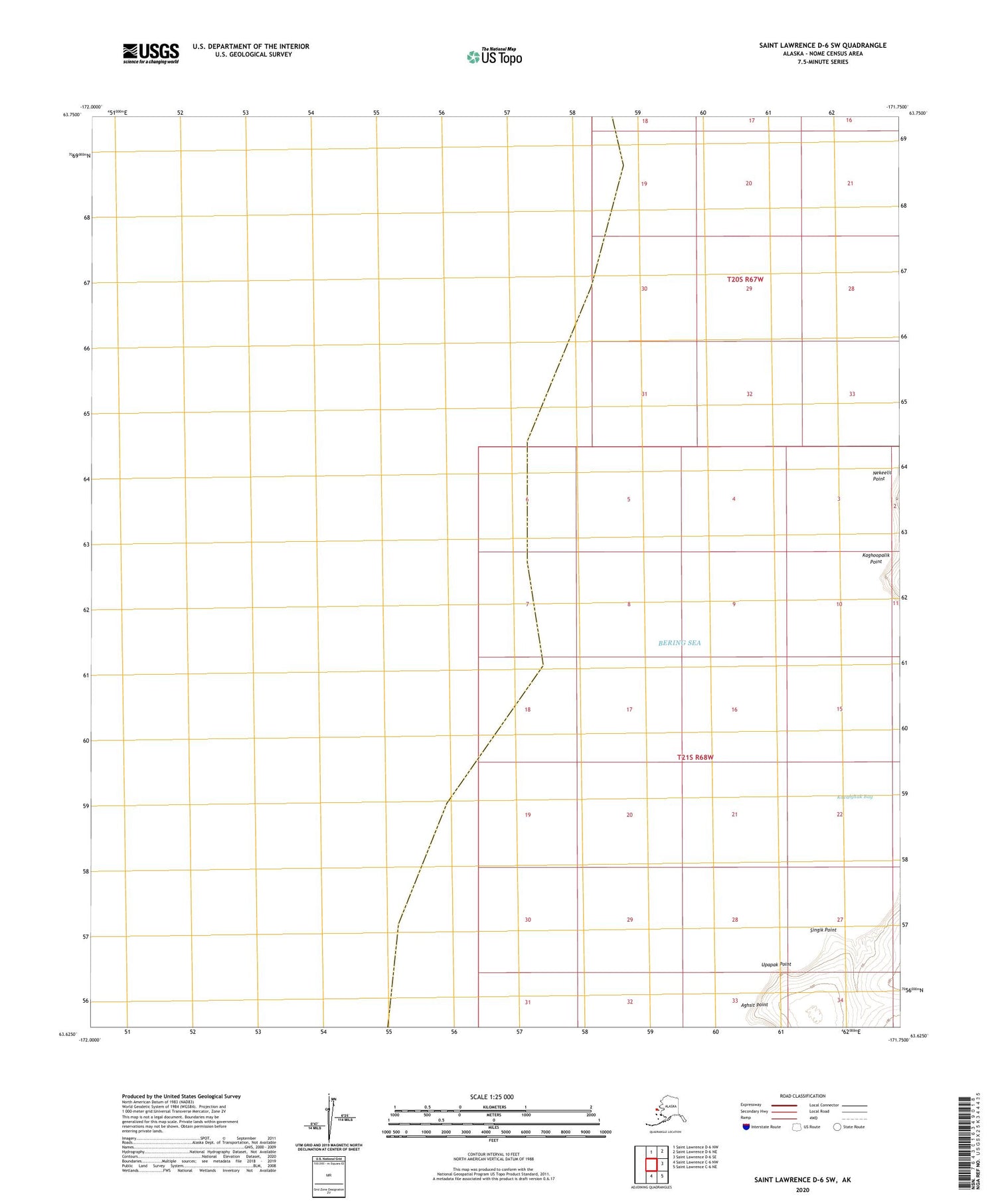 Saint Lawrence D-6 SW Alaska US Topo Map Image